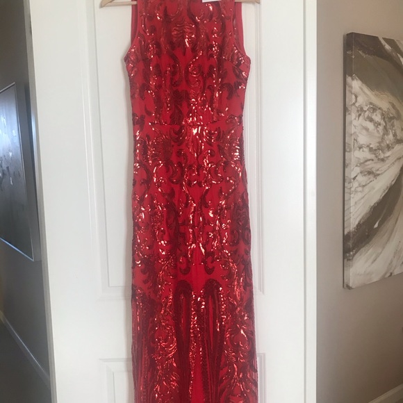 Sequins red long dress - Picture 2 of 4